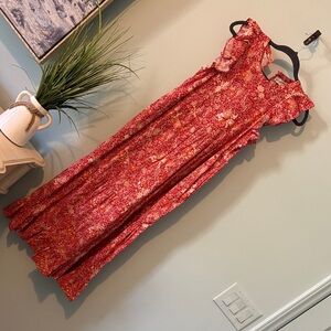 Universal Thread Red and Orange Floral Midi Dress